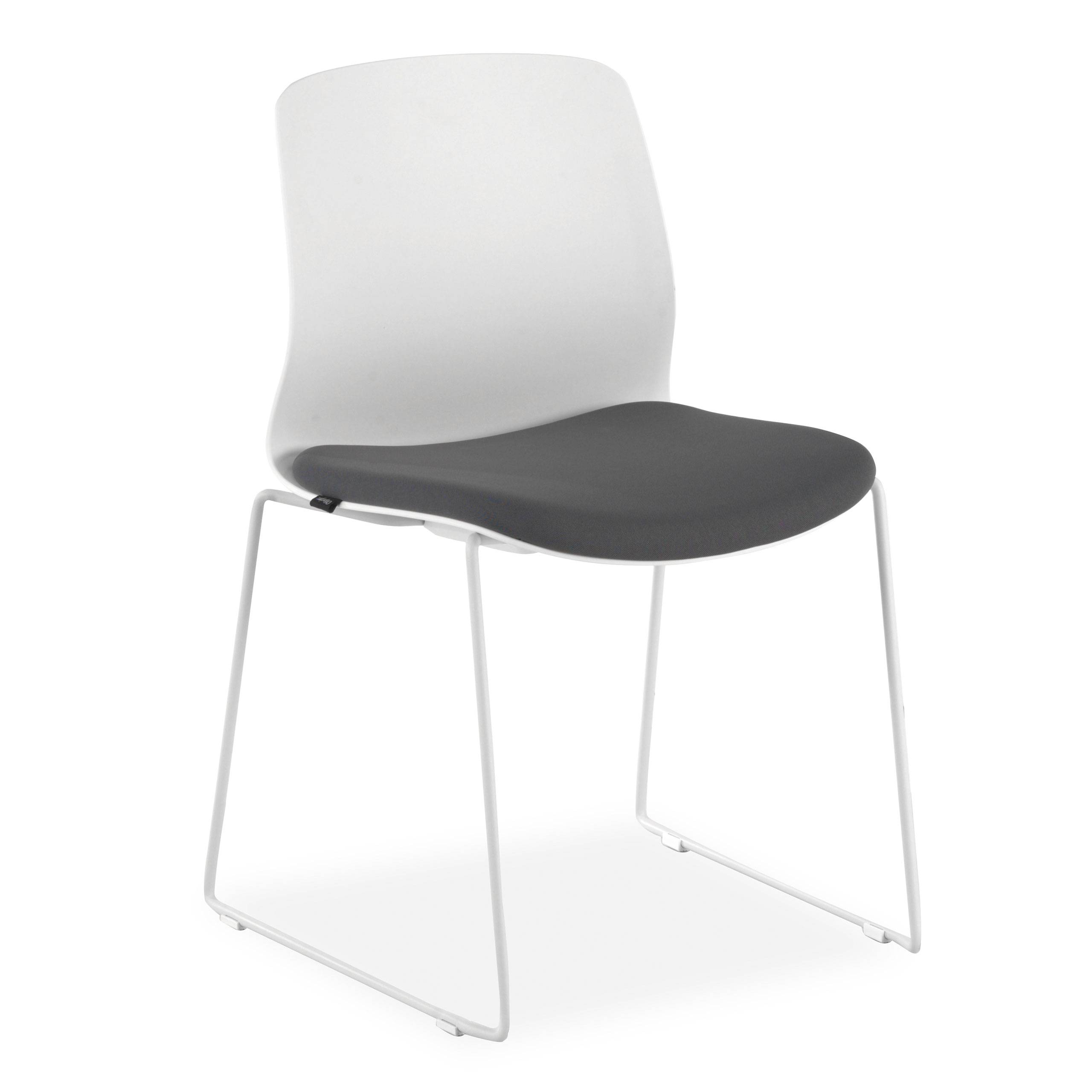 Silla confidente Swing, Cómoda, apilable, asiento tapizado