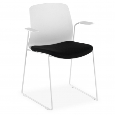silla confidente blanco negro silla con brazos tela brazos fijos 1