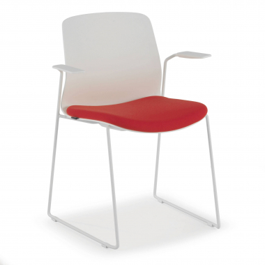 silla confidente blanco rojo silla con brazos tela brazos fijos 1