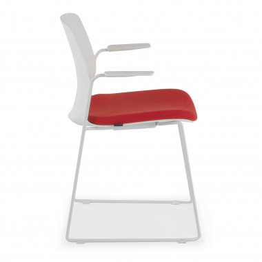 silla confidente blanco rojo silla con brazos tela brazos fijos 3