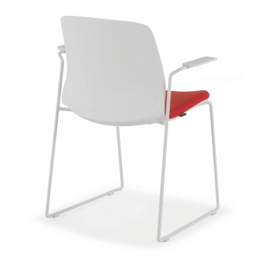 silla confidente blanco rojo silla con brazos tela brazos fijos 7