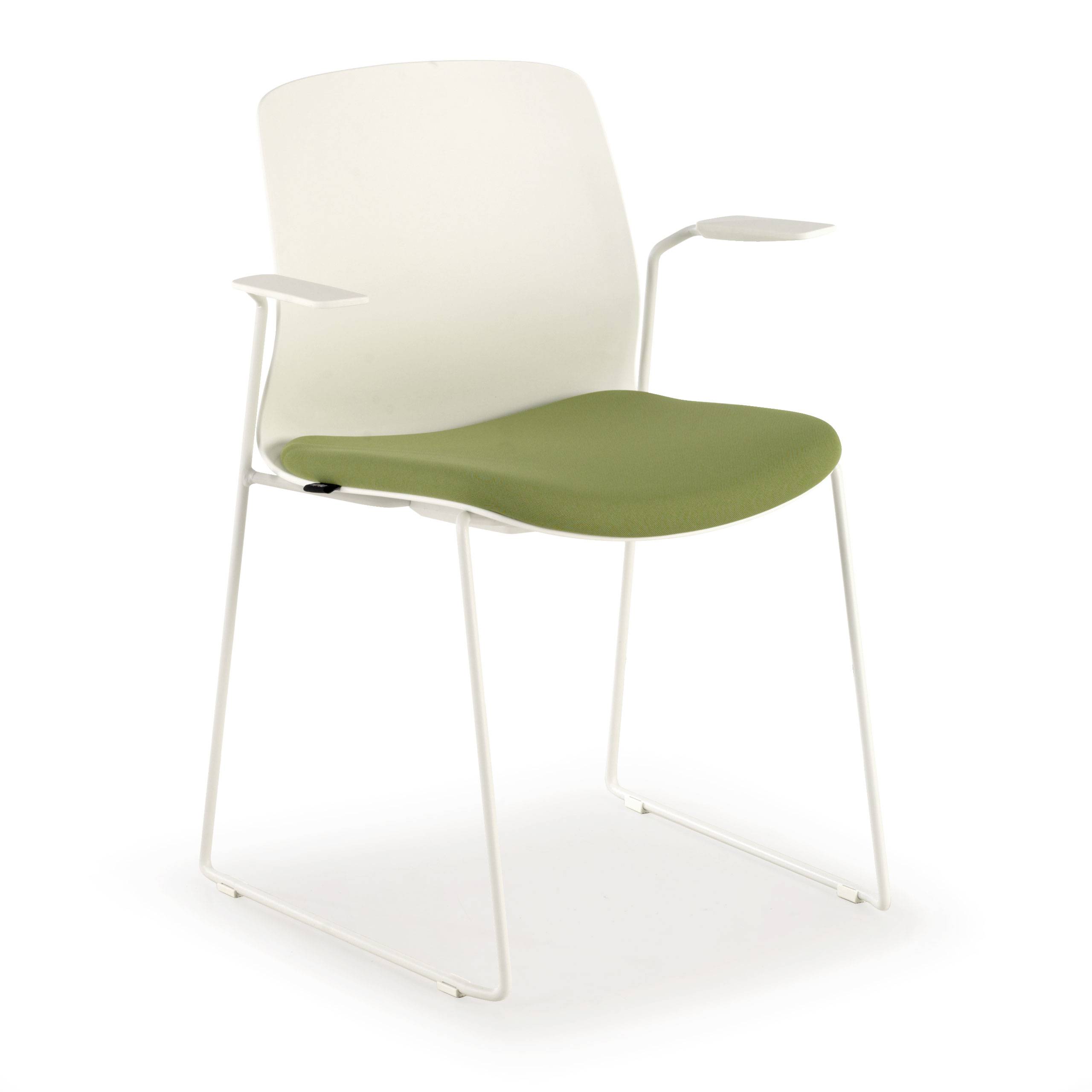 Silla Confidente Swing, con brazos, apilable, asiento tapizado