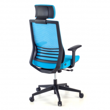 silla de oficina azul con reposacabezas malla brazos regulables 1d soporte lumbar reposacabezas 6