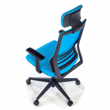 silla de oficina azul con reposacabezas malla brazos regulables 1d soporte lumbar reposacabezas 8
