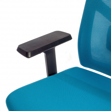 silla de oficina azul estructura negra malla brazos regulables 1d soporte lumbar reposacabezas 7