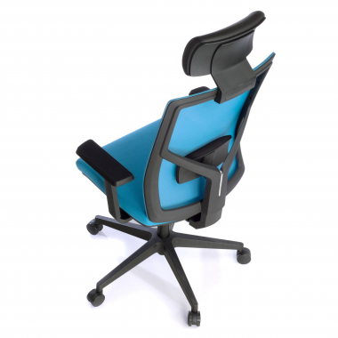 silla de oficina azul estructura negra malla brazos regulables 1d soporte lumbar reposacabezas 9