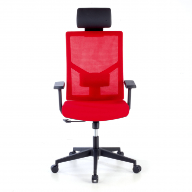 silla de oficina rojo estructura negra malla brazos regulables 1d soporte lumbar reposacabezas 4