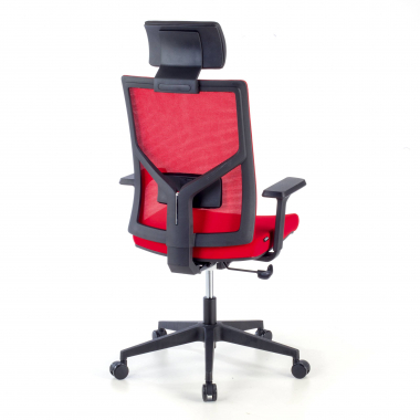 silla de oficina rojo estructura negra malla brazos regulables 1d soporte lumbar reposacabezas 8