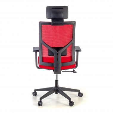 silla de oficina rojo estructura negra malla brazos regulables 1d soporte lumbar reposacabezas 6