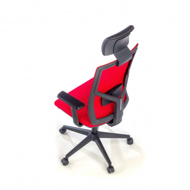 silla de oficina rojo estructura negra malla brazos regulables 1d soporte lumbar reposacabezas 9