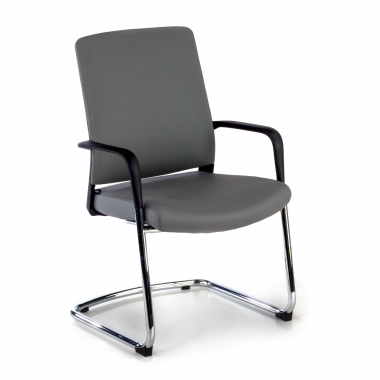 silla confidente gris ecopiel piel sintetica brazos fijos 1