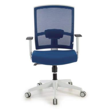 silla ergonomica blanco azul estructura blanca malla brazos regulables 1d soporte lumbar 4
