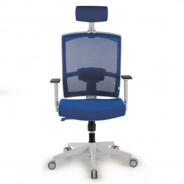 silla ergonomica blanco azul estructura blanca reposacabezas malla brazos regulables 1d soporte lumbar reposacabezas 4