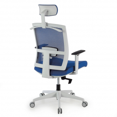 silla ergonomica blanco azul estructura blanca reposacabezas malla brazos regulables 1d soporte lumbar reposacabezas 8