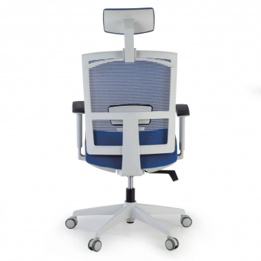 silla ergonomica blanco azul estructura blanca reposacabezas malla brazos regulables 1d soporte lumbar reposacabezas 6