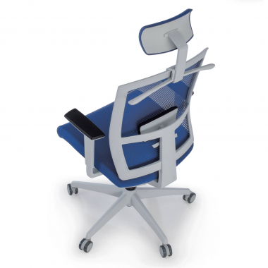 silla ergonomica blanco azul estructura blanca reposacabezas malla brazos regulables 1d soporte lumbar reposacabezas 9