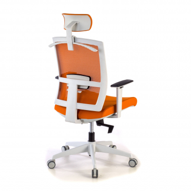 silla ergonomica blanco naranja estructura blanca reposacabezas malla brazos regulables 1d soporte lumbar reposacabezas 7