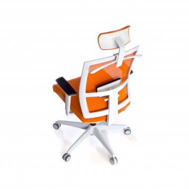 silla ergonomica blanco naranja estructura blanca reposacabezas malla brazos regulables 1d soporte lumbar reposacabezas 9