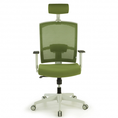 silla ergonomica blanco verde estructura blanca reposacabezas malla brazos regulables 1d soporte lumbar reposacabezas 4