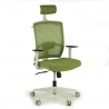 Silla de oficina ergonómica Akira white con reposacabezas