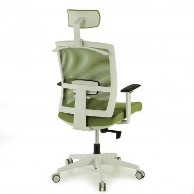 silla ergonomica blanco verde estructura blanca reposacabezas malla brazos regulables 1d soporte lumbar reposacabezas 8