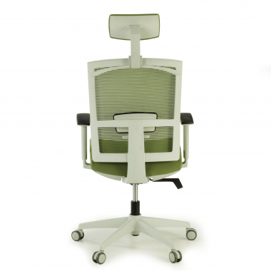 silla ergonomica blanco verde estructura blanca reposacabezas malla brazos regulables 1d soporte lumbar reposacabezas 6