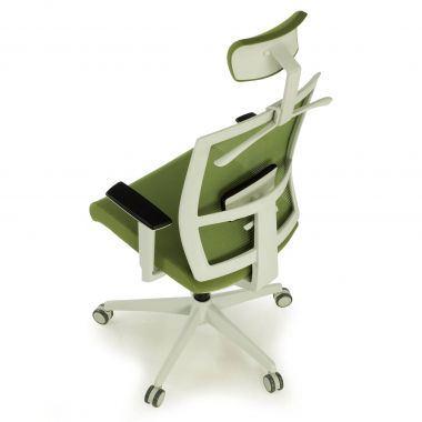 silla ergonomica blanco verde estructura blanca reposacabezas malla brazos regulables 1d soporte lumbar reposacabezas 9