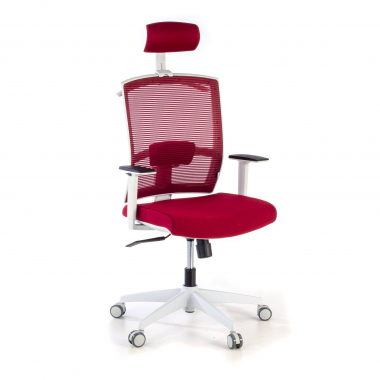 silla ergonomica blanco rojo estructura blanca reposacabezas malla brazos regulables 1d soporte lumbar reposacabezas 1