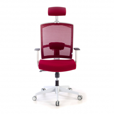 silla ergonomica blanco rojo estructura blanca reposacabezas malla brazos regulables 1d soporte lumbar reposacabezas 4