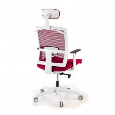 silla ergonomica blanco rojo estructura blanca reposacabezas malla brazos regulables 1d soporte lumbar reposacabezas 7