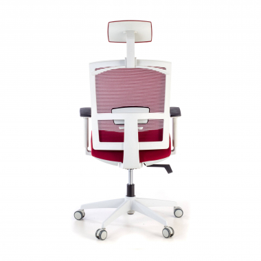 silla ergonomica blanco rojo estructura blanca reposacabezas malla brazos regulables 1d soporte lumbar reposacabezas 6