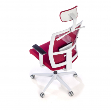 silla ergonomica blanco rojo estructura blanca reposacabezas malla brazos regulables 1d soporte lumbar reposacabezas 9