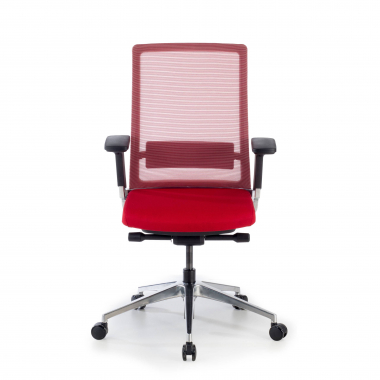 silla de oficina rojo sin reposacabezas malla brazos regulables 3d soporte lumbar 4