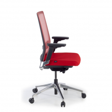 silla de oficina rojo sin reposacabezas malla brazos regulables 3d soporte lumbar 5