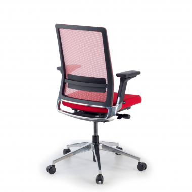 silla de oficina rojo sin reposacabezas malla brazos regulables 3d soporte lumbar 8