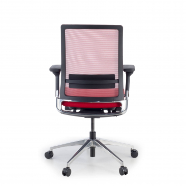 silla de oficina rojo sin reposacabezas malla brazos regulables 3d soporte lumbar 7