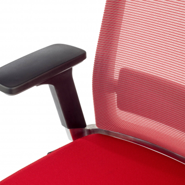 silla de oficina rojo sin reposacabezas malla brazos regulables 3d soporte lumbar 6