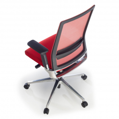 silla de oficina rojo sin reposacabezas malla brazos regulables 3d soporte lumbar 10