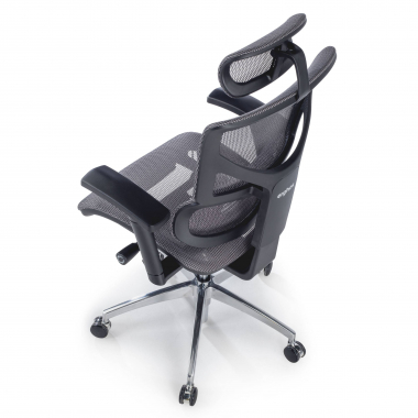 silla ergonomica gris next1 con reposacabezas malla brazos regulables 4d soporte lumbar reposacabezas 9