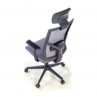 silla de oficina gris estructura negra malla brazos regulables 1d soporte lumbar reposacabezas 9