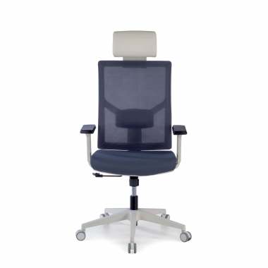 silla de oficina blanco gris estructura blanca reposacabezas malla brazos regulables 1d soporte lumbar reposacabezas 4
