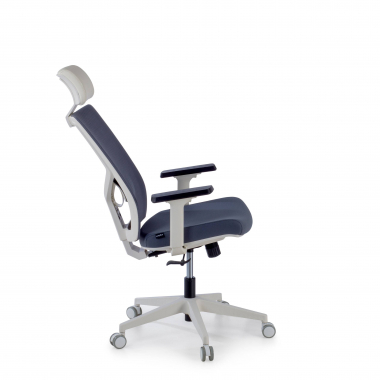 silla de oficina blanco gris estructura blanca reposacabezas malla brazos regulables 1d soporte lumbar reposacabezas 5