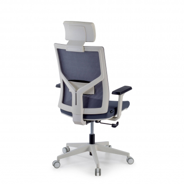 silla de oficina blanco gris estructura blanca reposacabezas malla brazos regulables 1d soporte lumbar reposacabezas 7