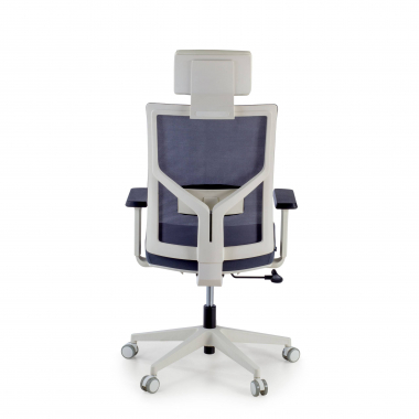 silla de oficina blanco gris estructura blanca reposacabezas malla brazos regulables 1d soporte lumbar reposacabezas 8