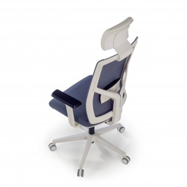 silla de oficina blanco gris estructura blanca reposacabezas malla brazos regulables 1d soporte lumbar reposacabezas 10