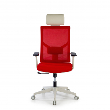 silla de oficina blanco rojo estructura blanca reposacabezas malla brazos regulables 1d soporte lumbar reposacabezas 4