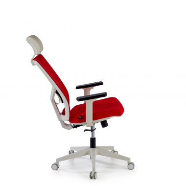 silla de oficina blanco rojo estructura blanca reposacabezas malla brazos regulables 1d soporte lumbar reposacabezas 6