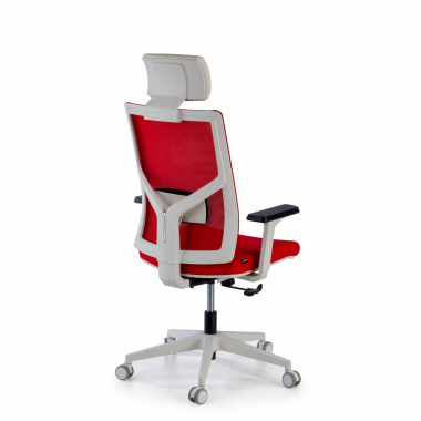 silla de oficina blanco rojo estructura blanca reposacabezas malla brazos regulables 1d soporte lumbar reposacabezas 7