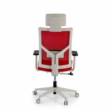 silla de oficina blanco rojo estructura blanca reposacabezas malla brazos regulables 1d soporte lumbar reposacabezas 8