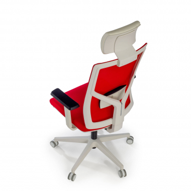 silla de oficina blanco rojo estructura blanca reposacabezas malla brazos regulables 1d soporte lumbar reposacabezas 10